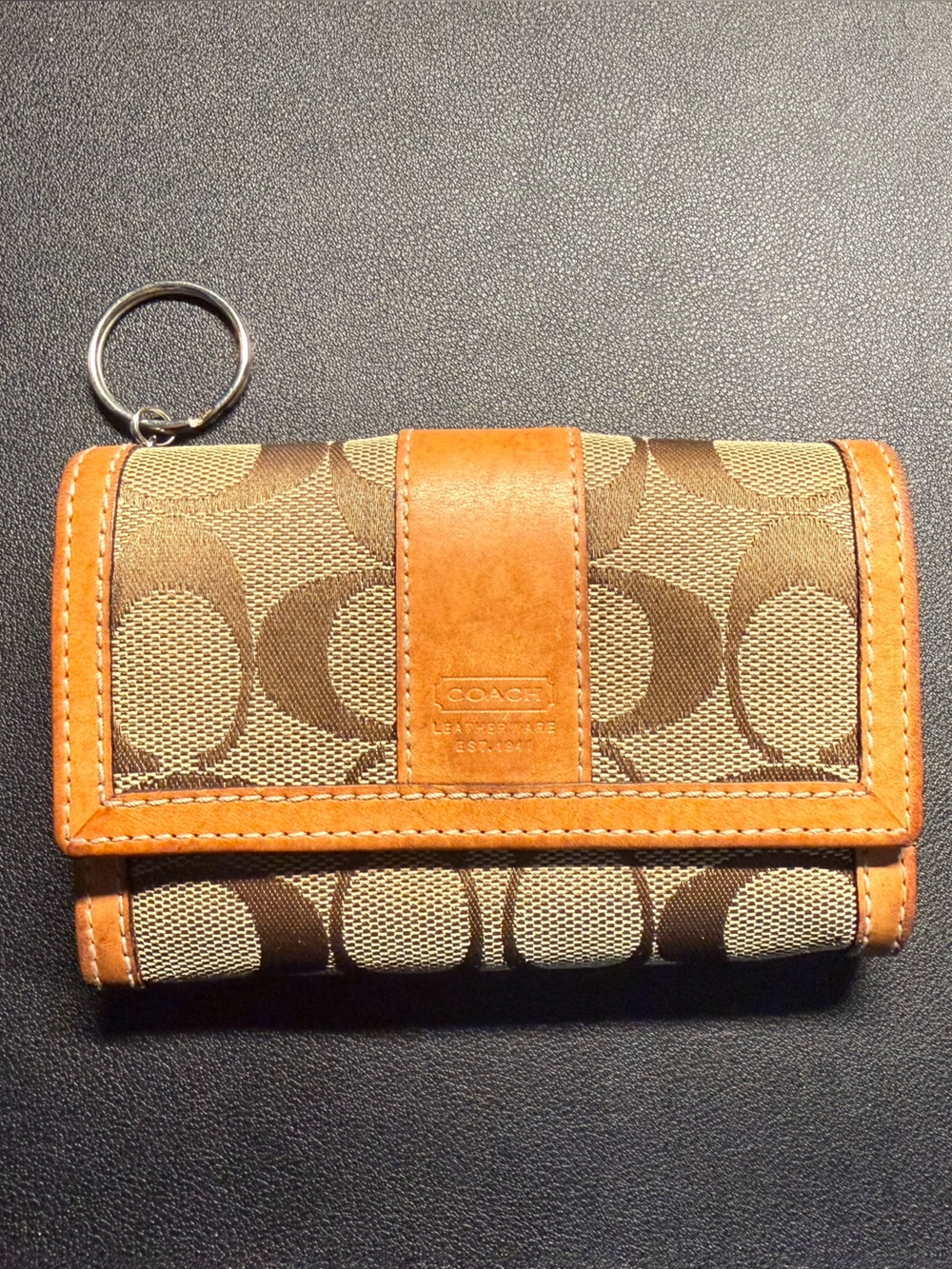 Coach Signature Wallet Khaki Brown Canvas Leather Y2K
